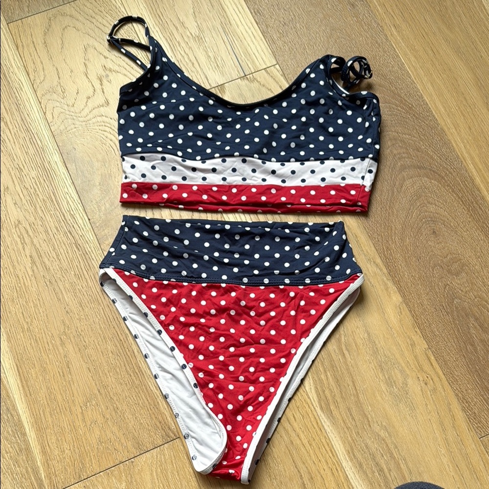Beach Riot Polka Dot Bikini Set - Red, White, and Blue